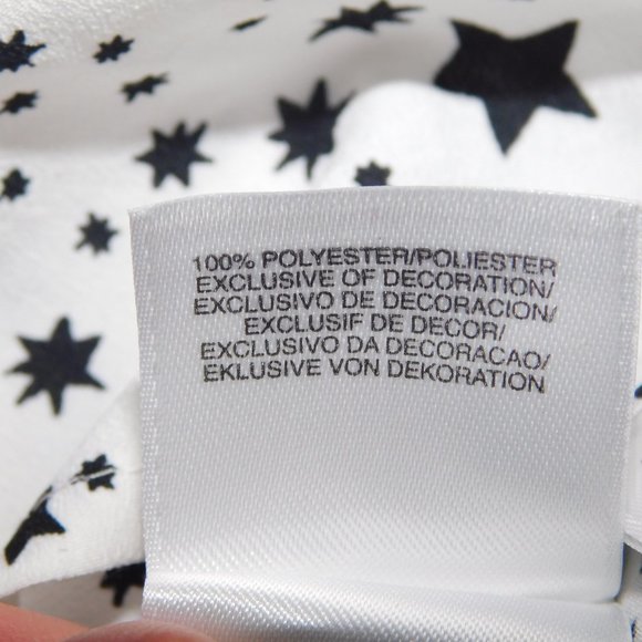 Jones New York Womens L White Black Star Blouse - Picture 13 of 15